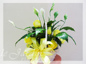 Peace Lily Planter with Fresh Cut Roses